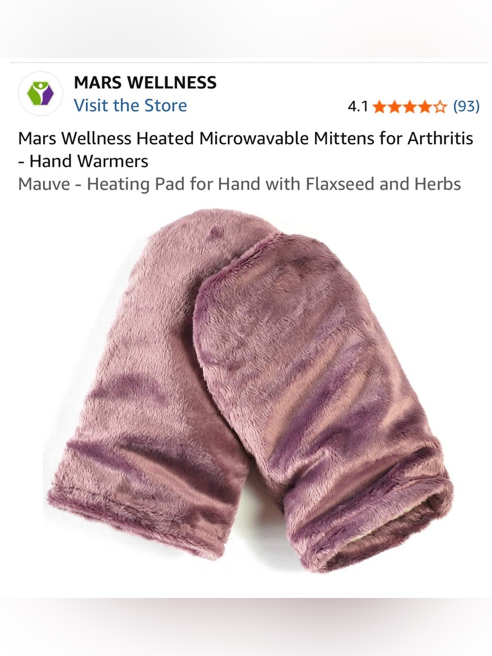 NWT - heated microwaveable therapeutic mittens for pain relief by Mars Wellness